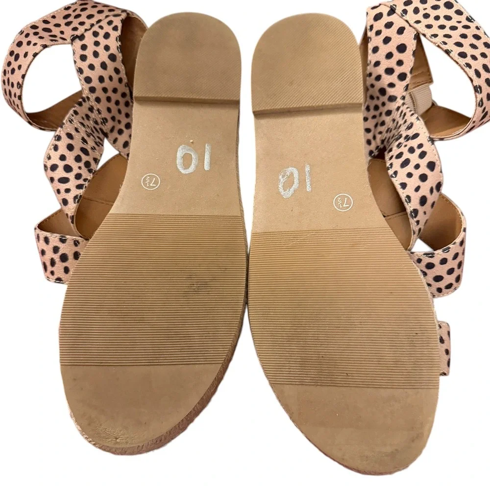 Dolce Vita Carol Espadrille Sandals Womens 7.5 Tan Black Animal Print Platform‎